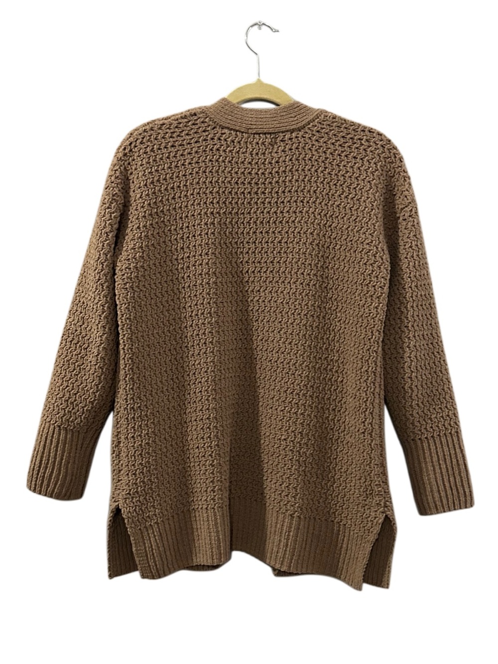 Pink Rose Chunky Knit Open Front Cardigan Sweater Brown Relaxed Fit Women’s M - Picture 2 of 8